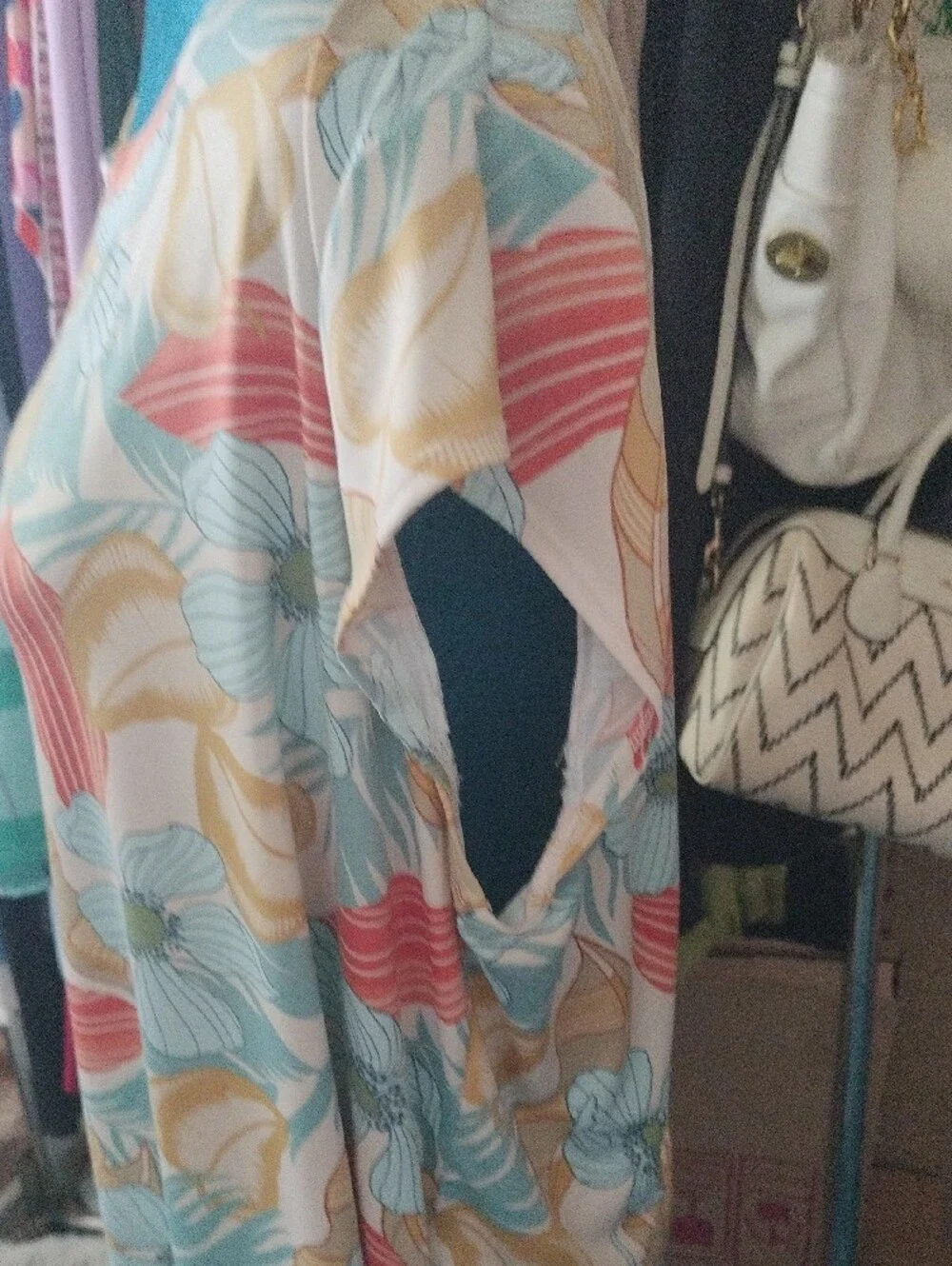 Cap Sleeve Floral Tank Top in Coral, Teal & Mustard - Women